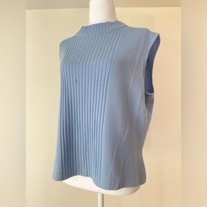 Vintage St. John Sleeveless Ribbed Knit Top – Dusty Blue